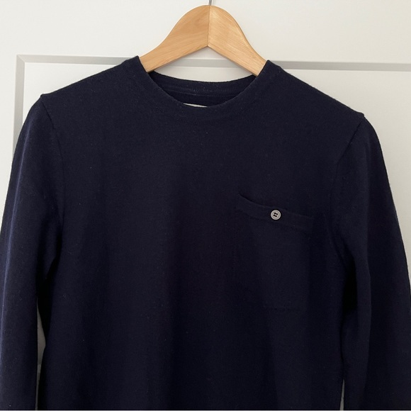 Outerknown Palisades Pocket Sweater Navy Blue Small 100% Merino Wool - Picture 2 of 7